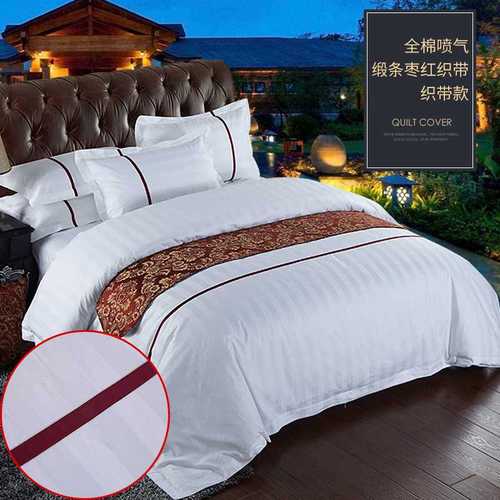 新五星级酒店床单三四件套宾馆床上用品民宿全棉被套被罩纯棉套件